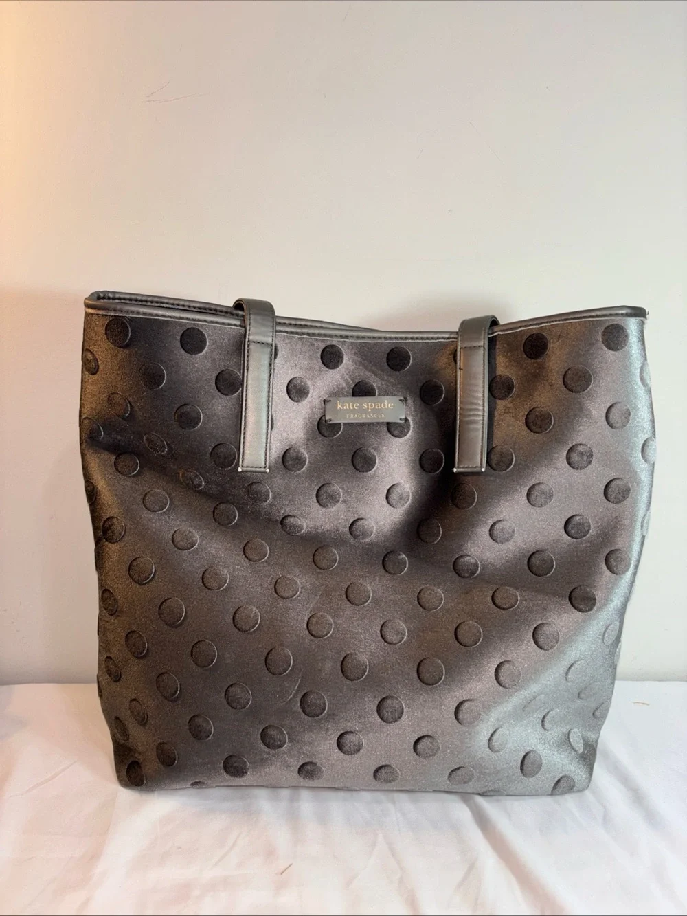 kate spade Metallic Gray Polka Dot Tote